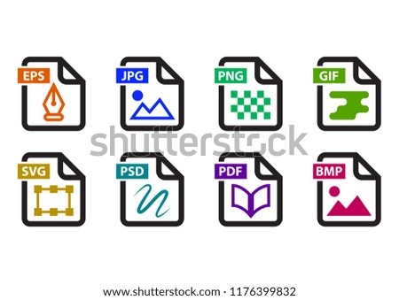 digital media file format icon set