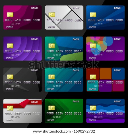 banking card collection template. electronic cash purchase method. vector illustration