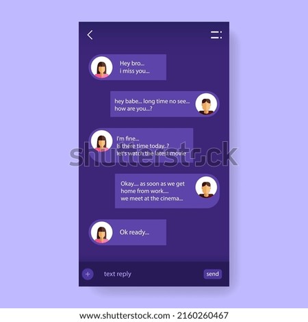 purple social media online chatting ui template, Smartphone redesign realistic object 