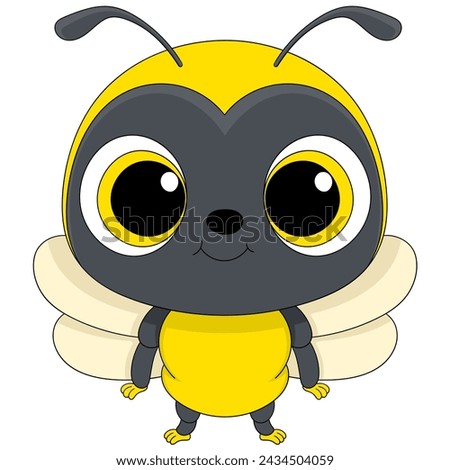 illustration of a doodle cartoon animal logo, a cute yellow based bee character standing, creative drawing 