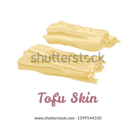 Bean Curd Sticks isolated on white background. Vector illustration of Tofu skin (Yuba) in cartoon flat style.