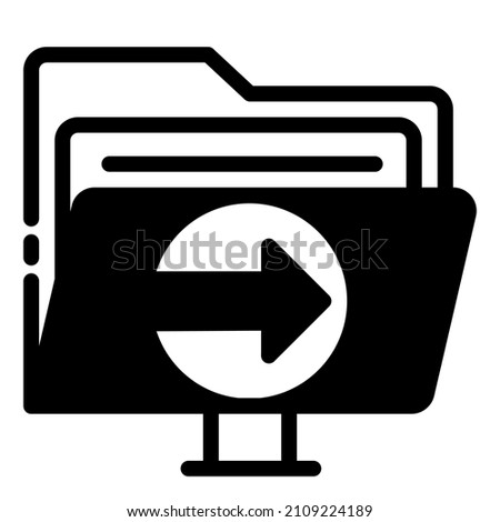 Move Folder Arrow right sign cloud computing network icon illustration black and white 