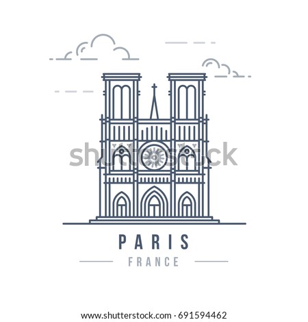 Minimalist Line art landmark icon of Paris