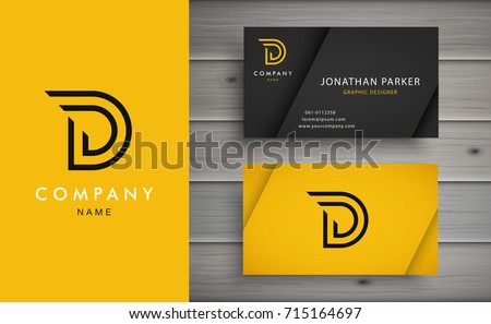 Clean and stylish logo forming the letter D with business card templates.