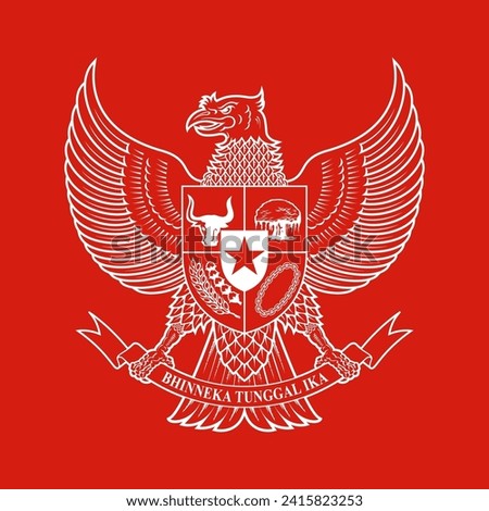 Garuda Pancasila, Symbol Of Indonesia Country. High detailed Indonesia Mascot Vector Illustration