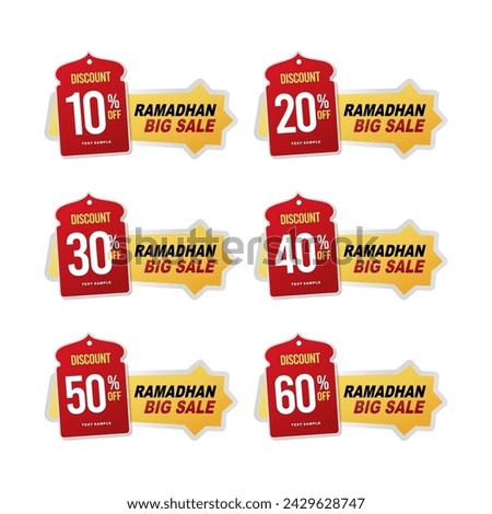 Ramadan Kareem Label sale banner, sticker, badge, ads pop up banner. Special offer ramadan big sale. Islamic promotion vector illustration