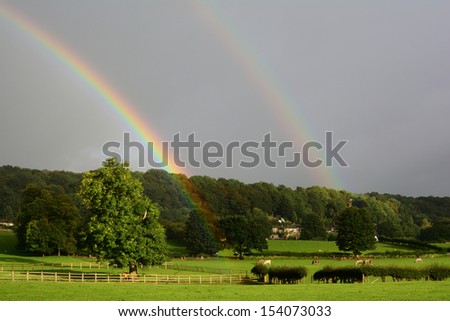 Double rainbow after a summer storm in Cheshire, England