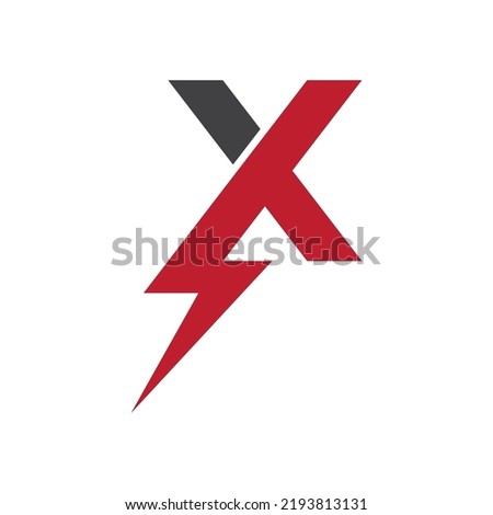 X letter initial Power lightning logo vector design
