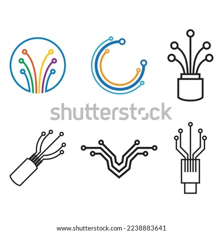 Viber optic cable icon vector flat design template