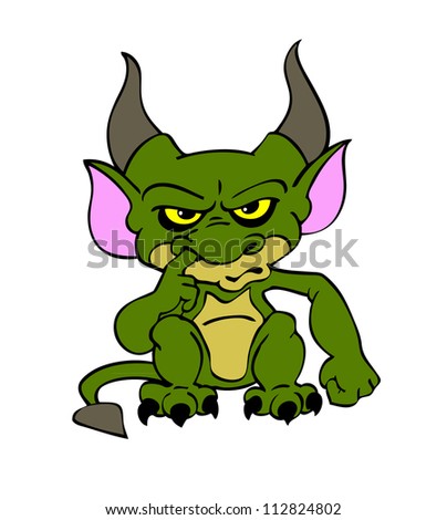 Hand drawn cartoon goblin/Halloween Goblin Green