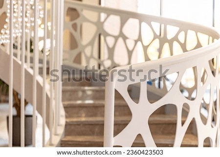 Similar – Image, Stock Photo Warehouse with spiral staircase at sunrise