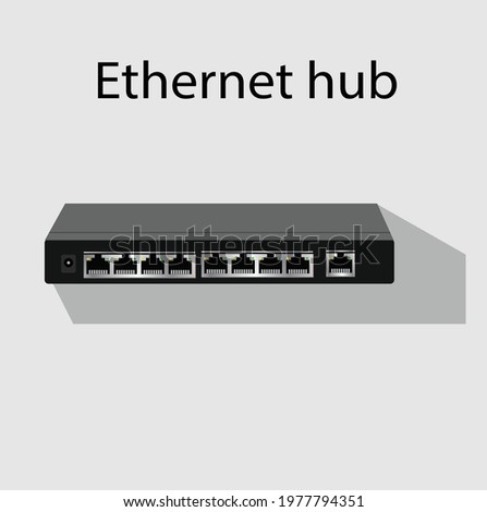 Ethernet hub, active hub, network hub, repeater hub, multiport repeater eight ports with one uplink port