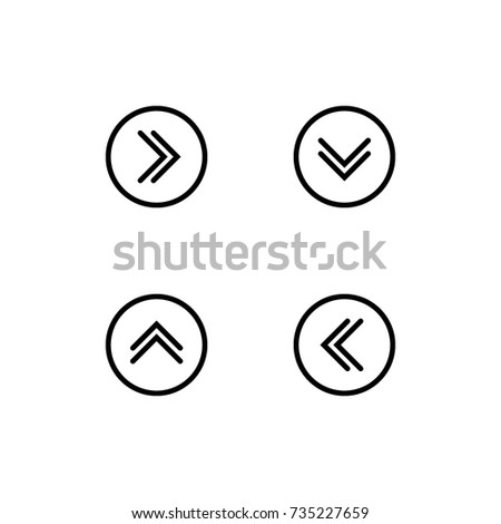 Angle double right and left icons, arrows and direction symbols, vector icon, 