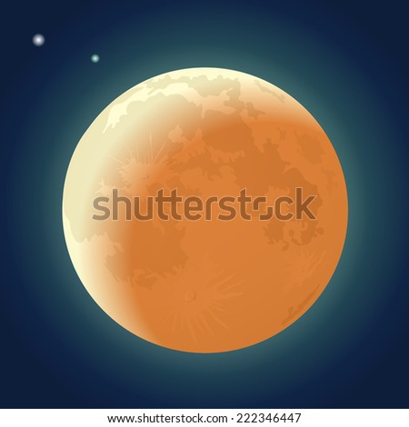 Full Moon Eclipse on a Dark Blue Sky. Vector illustration