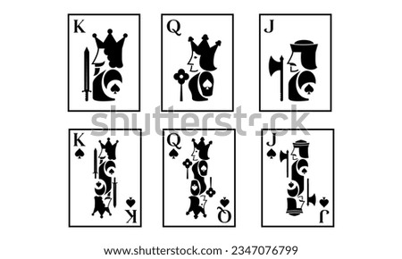 Illustration sets of spade playing cards characters such as king clovers, queen clovers, and jack clovers