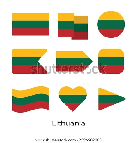 Lithuania flag icon set isolated on white background. Vector Illustration.