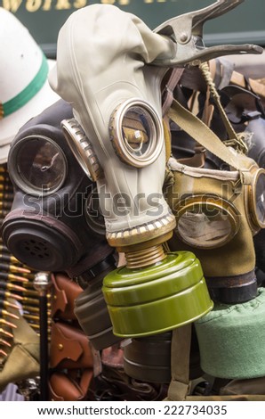 Lots of old gas masks at the booth during the fair