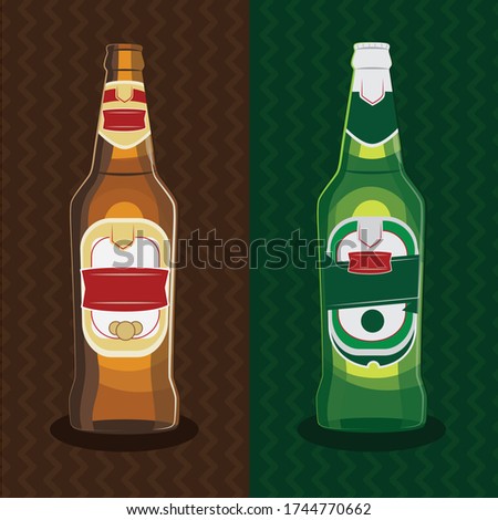 2 Kinds of South African Beer on a Pattern Background 