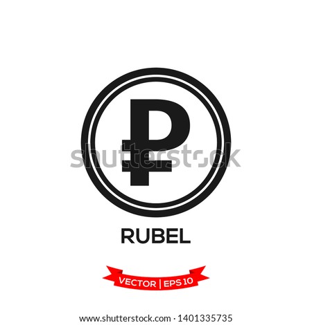 RUSSIA banking currency symbol, RUBEL vector icon 