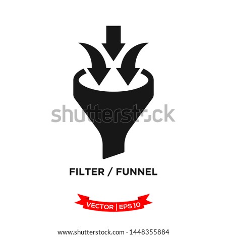 filter icon in trendy flat style, funnel vector icon 