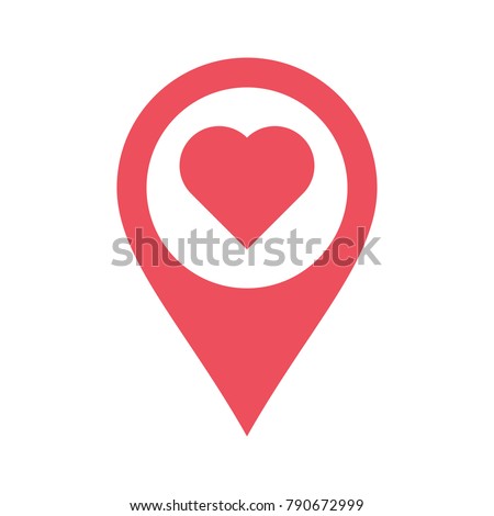 map pin icon, location pin vector icon, map pointer with heart icon 