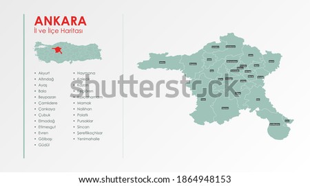 Ankara City and Districts Illustration Vector Map Stok fotoğraf © 