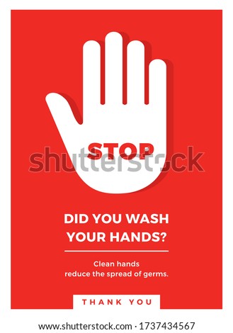 Did you wash your hands - Covid-19 safety measures and precautions warning poster suitable for print (Red) - Covid poster