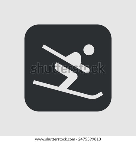 The skier goes down the slope. Simple vector icon