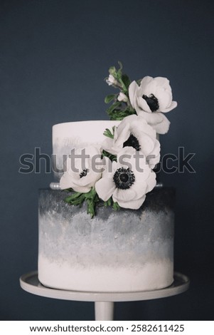 Similar – Image, Stock Photo delicate white frost adorns the edges of a woody thyme bush.  Geometric setting of leaves