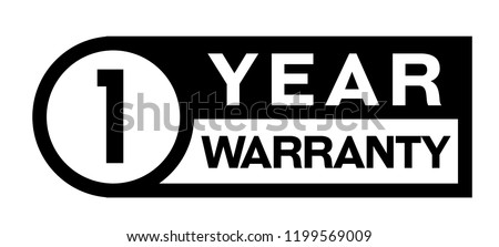 one year warranty stamp on white background. Sign, label, sticker.