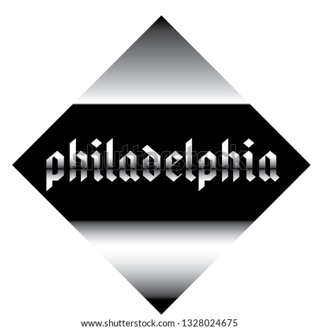 philadelphia label on white background