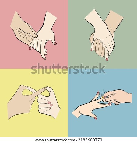 Stages of relationships to marriage. Vector illustration.