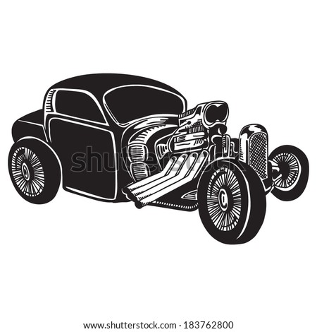 Vector retro hot rod - stock vector