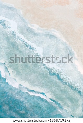 Boho Sea Beach with Waves Print. Abstract Background. Bohemian printable wall art, boho poster, pastel abstract art, landscape drawing, sea painting. Hand Drawn Effect