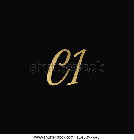 Minimal Luxury CI Initial Based Golden and Black color logo Stock fotó © 