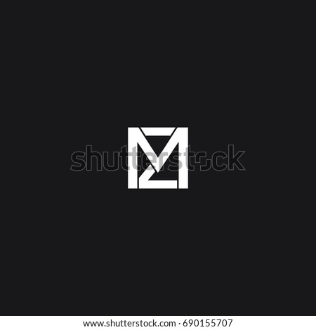 Unique creative modern trendy squared shaped minimal business brand black and white color M Z initial based letter icon logo. Stock fotó © 