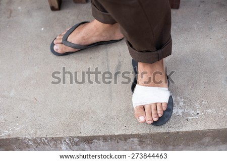 bandaged foot,foot injury