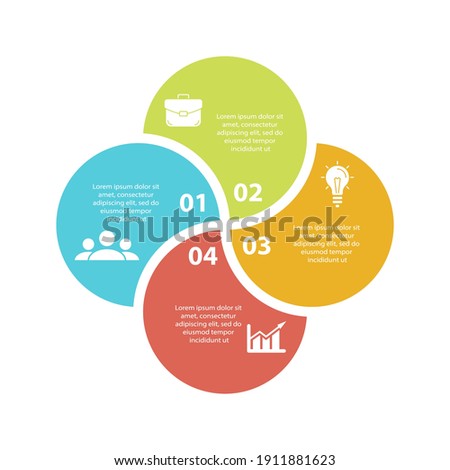 Vector infographic with 4 steps, options or processes. Template for diagram, graph, workflow, web design. Business concept isolated on white background.