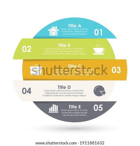 Vector infographic with 5 steps, options or processes. Template for diagram, graph, workflow, web design. Business concept isolated on white background.