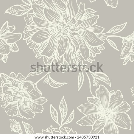 Similar – Image, Stock Photo Seamless floral pattern with flowers, watercolor,digital illustration, copy space concept. Social media banner for digital marketing. Contemporary background. Post template. Hand drawn concept.