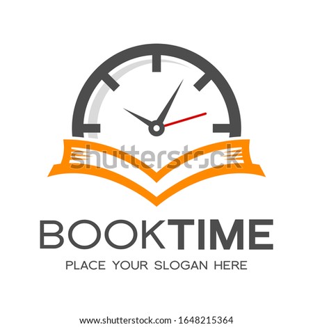 Book Time vector logo template. This design use watch or clock symbol. 