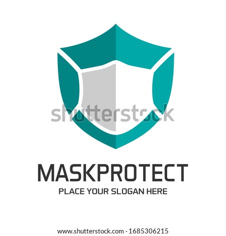 Shield with mask vector logo template. This logo suitable for preventive from virus.