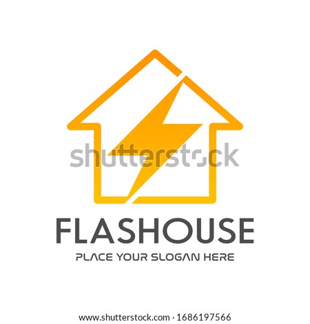flash house vector logo template. This design use home and thunder symbol. Suitable for industrial.