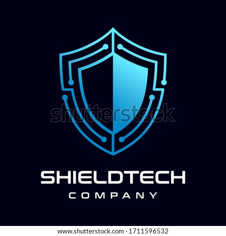 Shield technology vector logo template. This design use dt symbol. Suitable for protection.