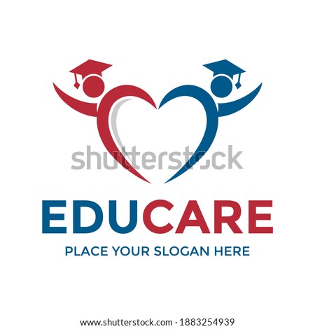 Education care vector logo template. This design use hart symbol. Suitable for school and learning.