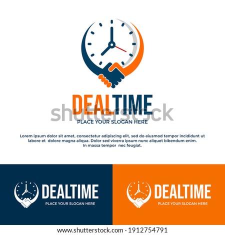 Deal or cooperation time vector logo template. This design use hand shake symbol. Suitable for business.