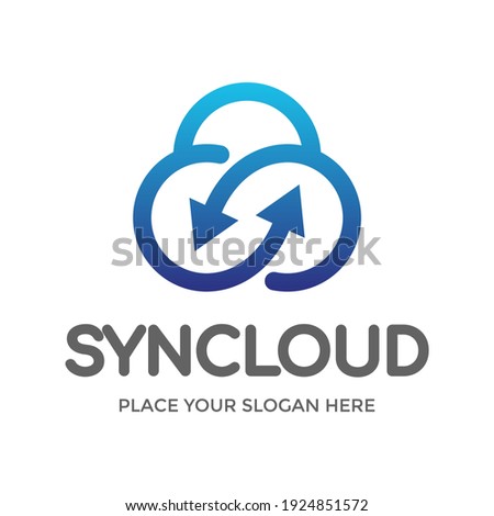 Synchronize cloud vector logo template. This design use cloud symbol. Suitable for internet.