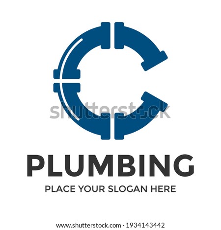 C Letter vector logo template. This design use pipe symbol. Suitable for industrial.