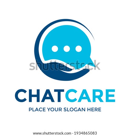 Chat care vector logo template. This design use hand symbol. Suitable for help.