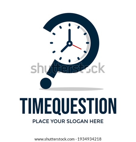 Question time vector logo template. This design use clock symbol. 